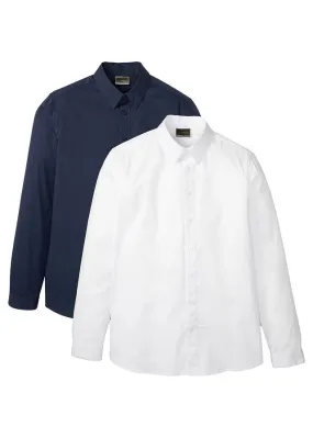 Camisa formal, slim fit (2 unidades) blanco+azul marino